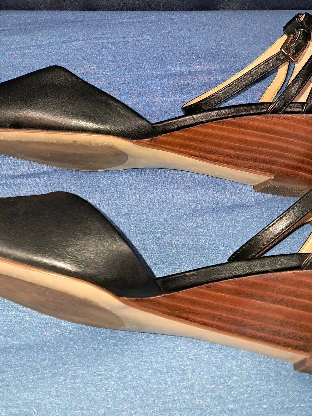 Talbots Black and Tan Leather Wedge Sandals